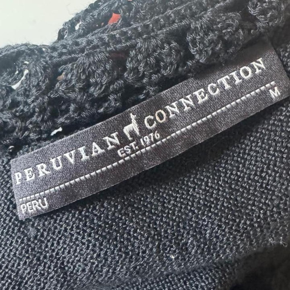 Peruvian Connection Black Crochet Dress Medium 100% pima cotton lace short mini - Picture 7 of 7